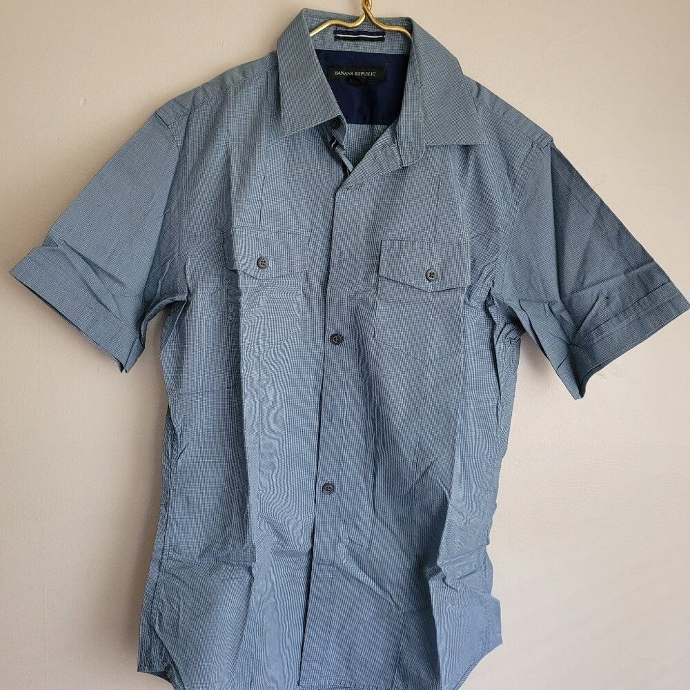Banana Republic Men's Shirt Short Sleeve Size XS Button up Blue Cotton